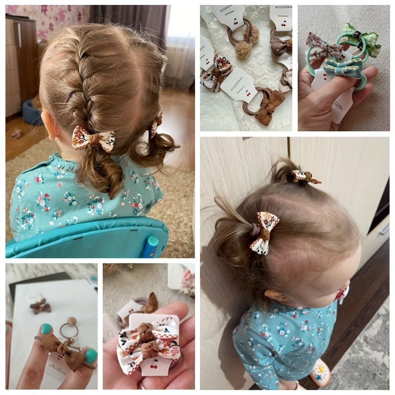10pcs Cute Bowknot Headwear, Kids Elastic Hair Bands, Cartoon Accessories Baby Headdress