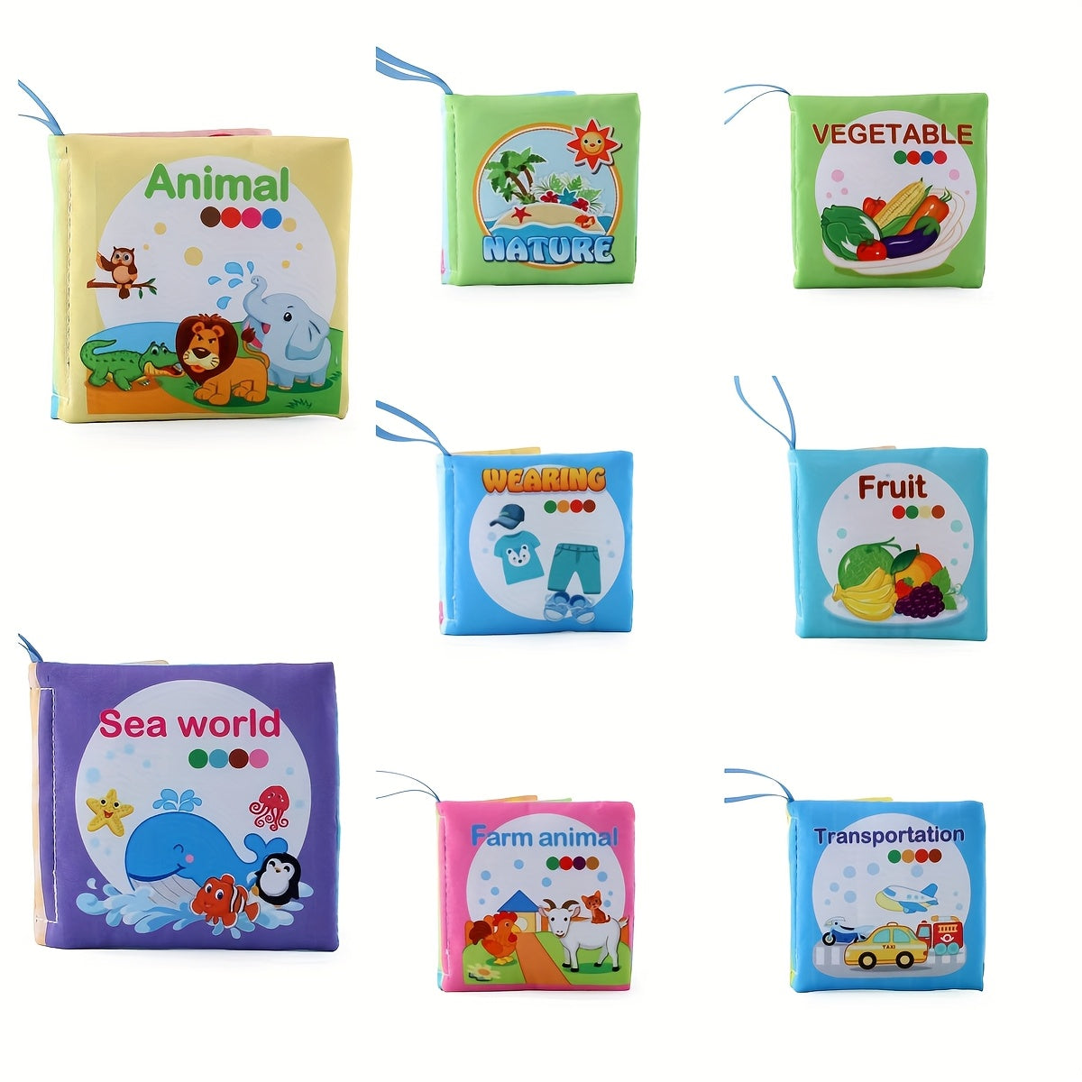 8 & 5 & 3 Soft Cloth Baby Book Sets Cognitive Cloth Books Fruit Animal Educational Toys, Early Education Cloth Books Are Tear-Resistant And Washable Cloth Books with Vivid Fruit, Animal And Ocean Themes Promote Early Learning