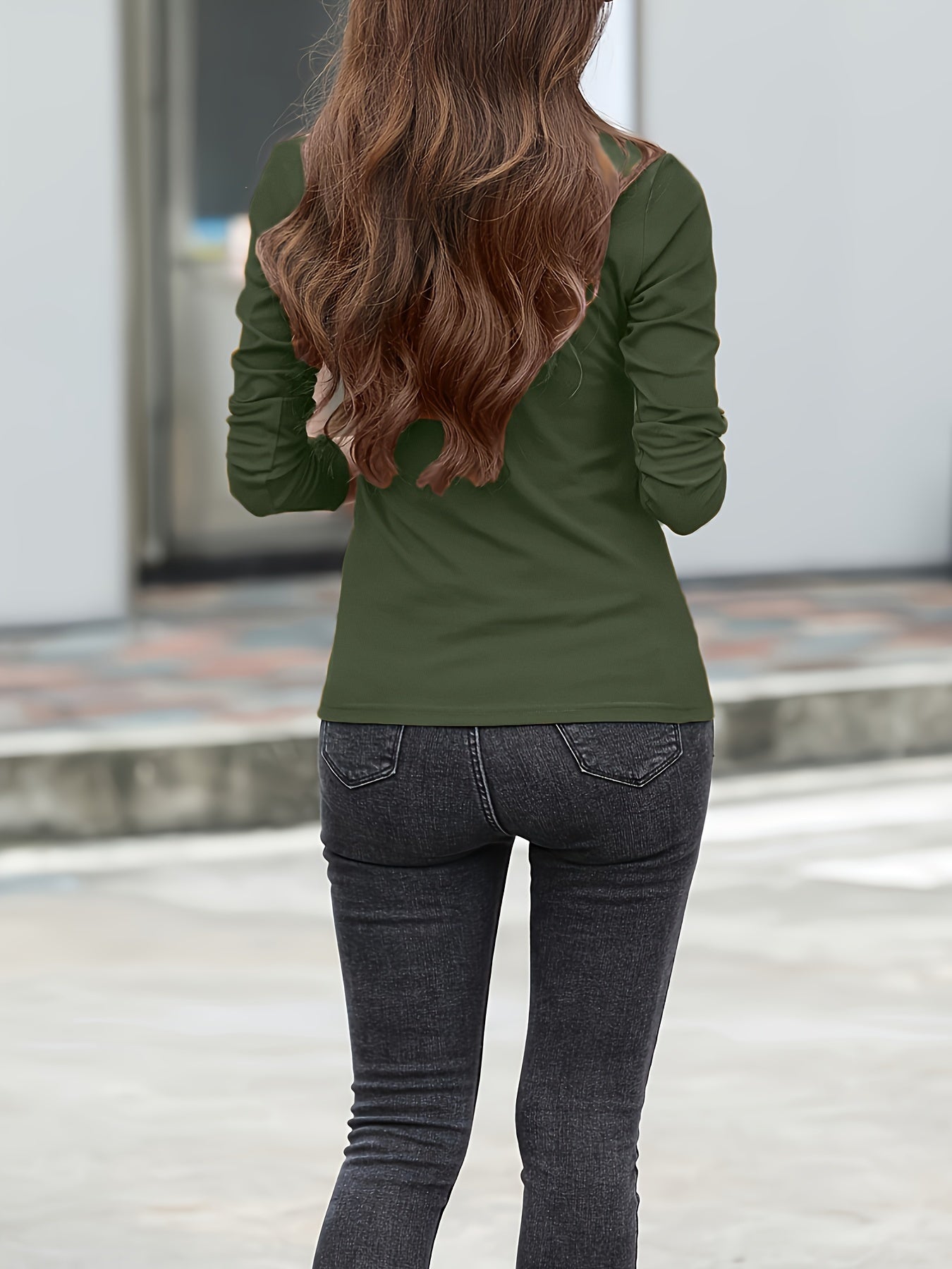 Women'S Elegant Crew Neck T-Shirt, 100% Polyester Knit Fabric, High Stretch Solid Color Top, Regular Length, 180gsm - Spring/Summer Fashion
