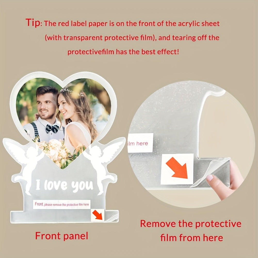 Personalized Customized Acrylic LED Night Light Photo frame Valentine'S Day Gift for Partner Family Mom Dad Daughter Son Wife Pet Plaque Wall Lamp Birthday Wedding Anniversary Father Mothers Day Gifts