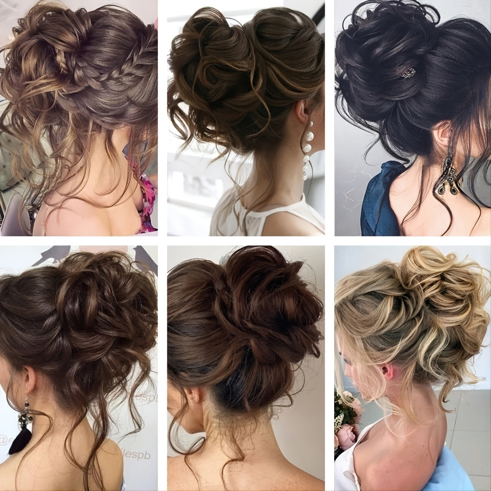 Add Volume And Style with Synthetic Messy Curly Hair Bun Chignon Scrunchy Hair Band! Hair Halloween Christmas