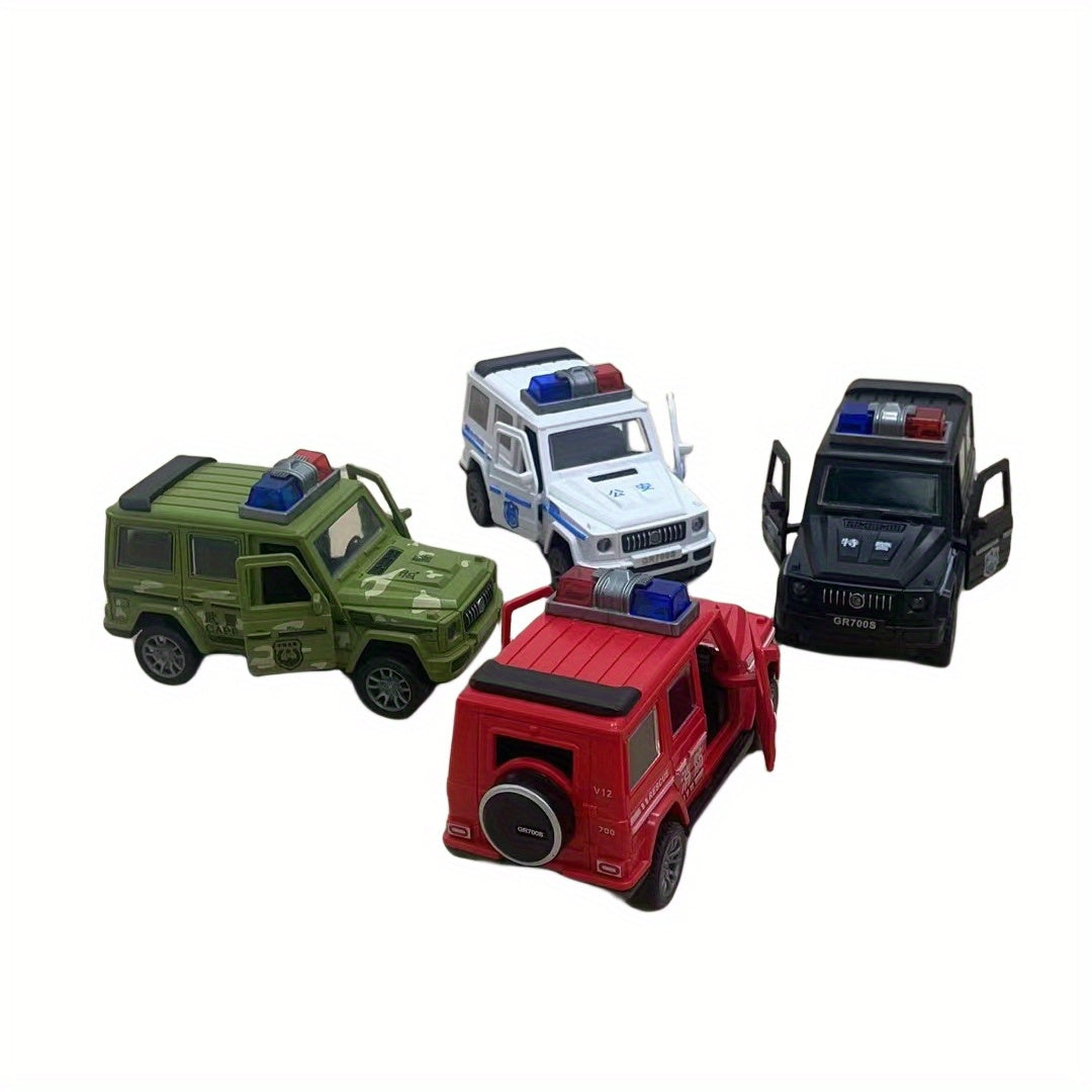 Toy Car Inertia Drop Resistant Openable Door Police Car Fire Truck Model Off-road Small Car