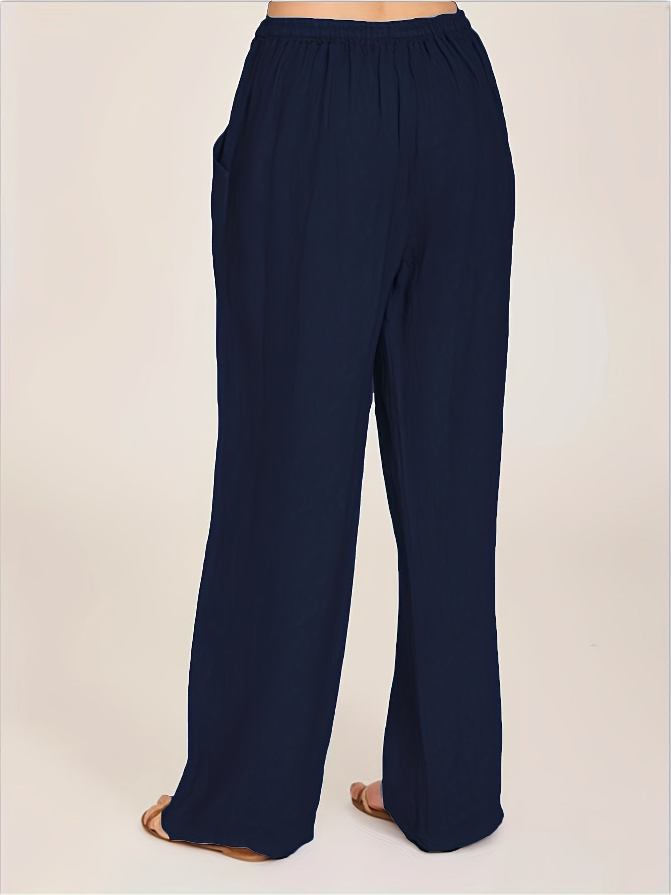 Drawstring Wide Leg Pants, Solid Loose Palazzo Pants, Casual Every Day Pants, Women's Clothing