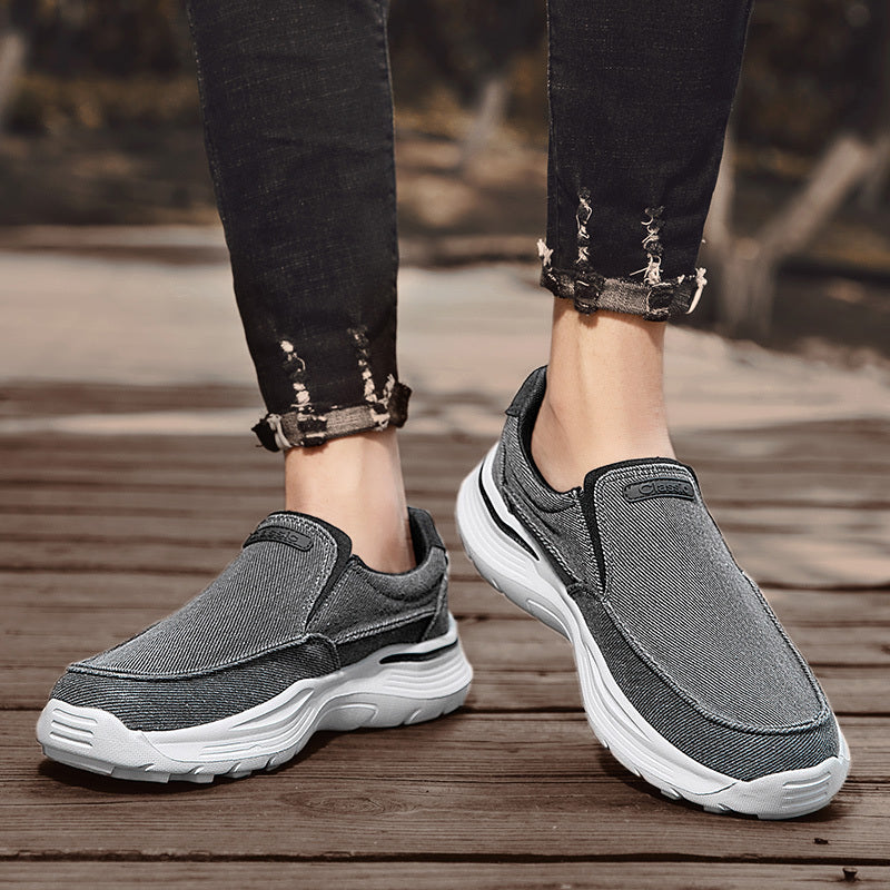 Men's Canvas Breathable Slip On Loafer Shoes Comfortable Walking Sneakers