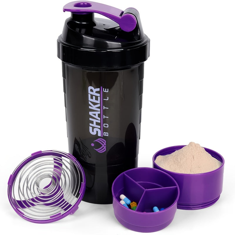 1pc Leak-Proof Protein Shaker Bottle - 16oz Portable Sports Water Bottle for Fitness and Weight Loss