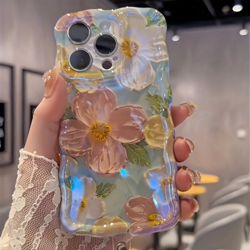 Art Oil Painting Phone Case Blu-Ray Flower Phone Case Full Pack Phone Case for Iphone 11/12/13/14/15 Pro/Pro Max