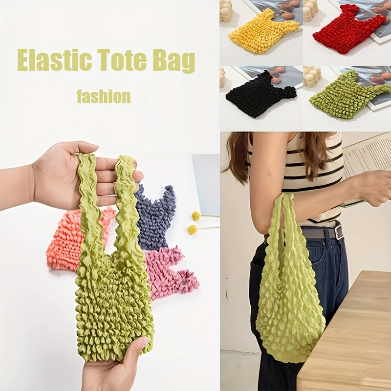 Women's Extra Large Foldable Shopping Tote Bag - Solid Color, Fabric with Polyester Lining - Hand Wash or Dry Clean | Fixed Shoulder Straps | Retractable Design