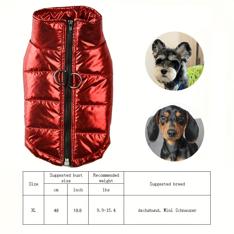Reflective Waterproof Dog Jacket, Zippered Pet Coat with Belt Loops, 100% Polyester Woven Snow Suit for Small, Mini & Toy Breeds, Random Color