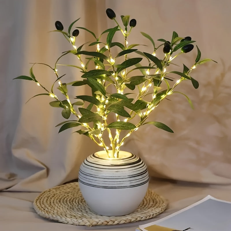 Artificial Olive Branch with LED Lights - No Vase Included