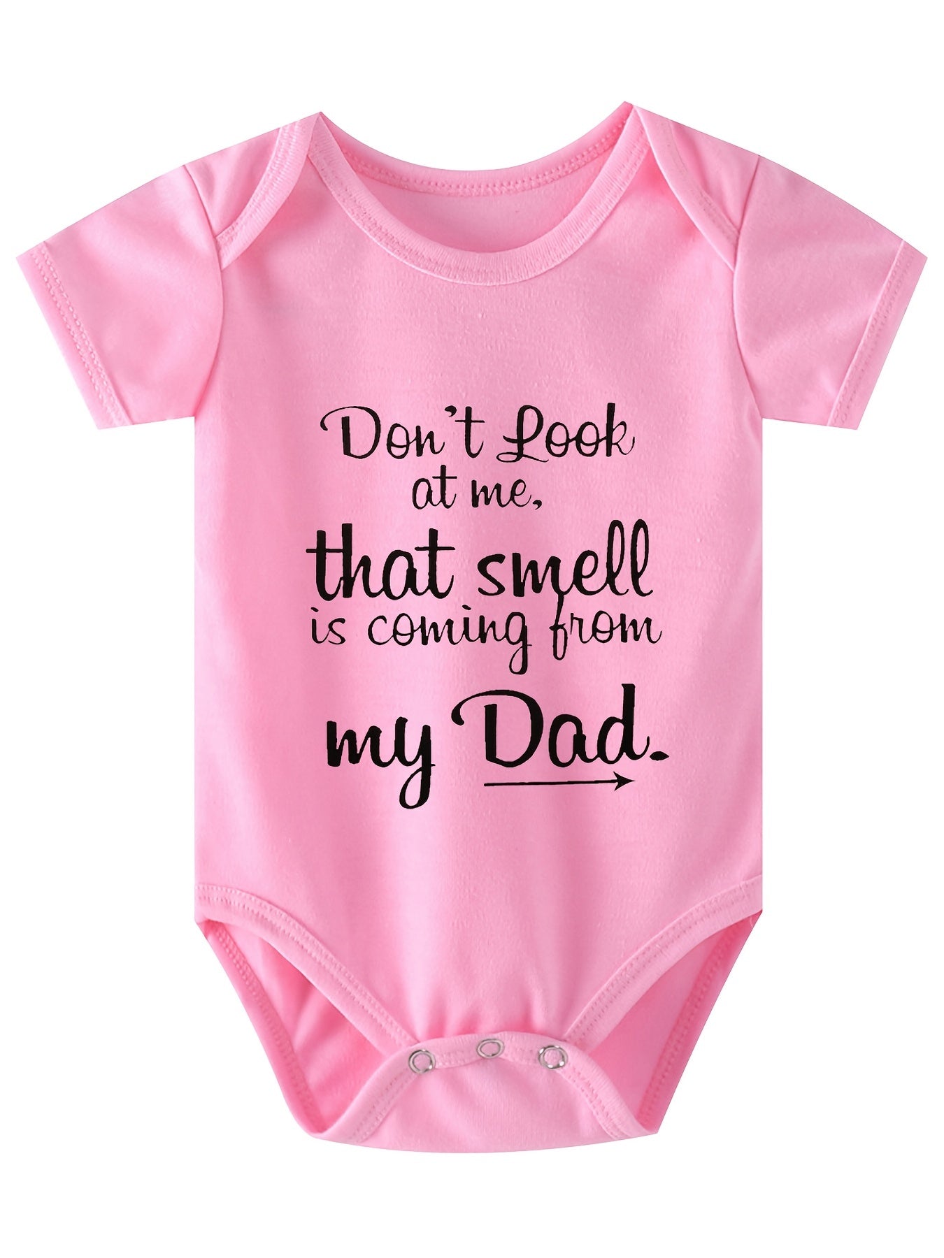 Girls Cute Letter Print Short Sleeve Onesie Clothes ''don't Look At Me'' Pregnancy Announcement Romper