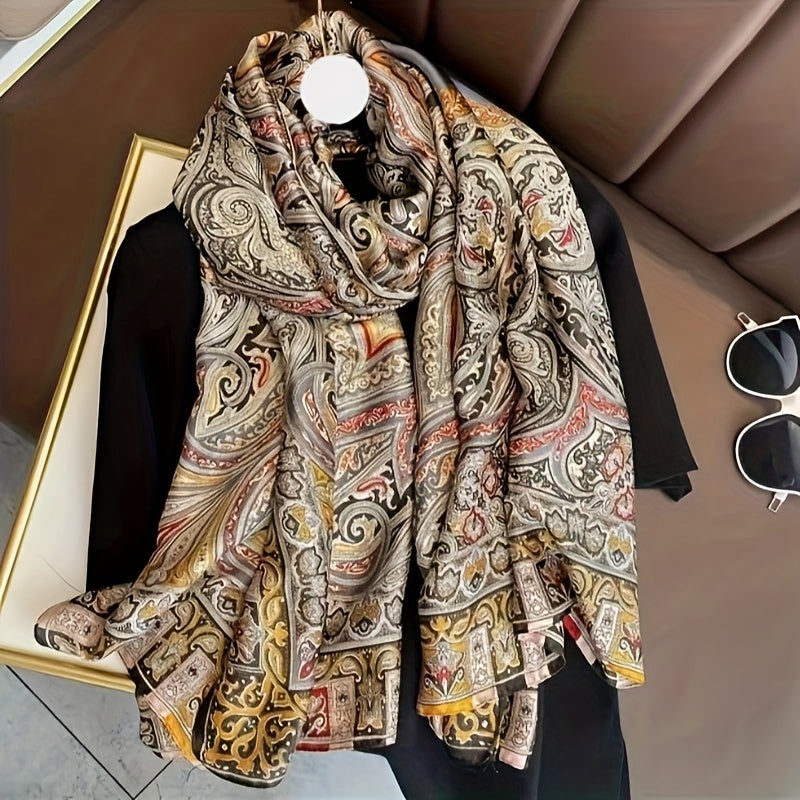 Classic Paisley and Cashew Flower Scarf | Women'S High-End Shawl, Thin, Fashionable and Noble, Elegant Style, Breathable and Decorative, Hand Wash or Professional Dry Clean.