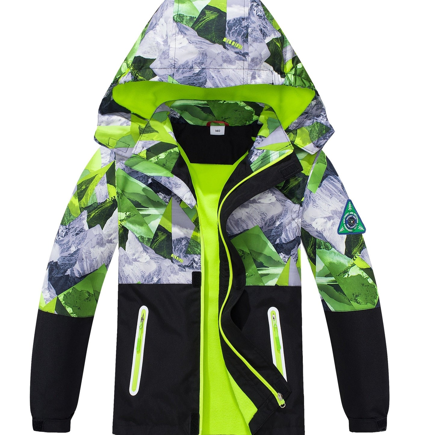 TOP&SKY KIDS Boys Lightweight High Quality Jacket with Removable Hood - Windproof Coat, Full-Zip Closure, Green/Black Camo, Machine Washable Outerwear for & Kids (Spring/Fall) - Ideal for Running, School, Travel, Kids Outdoor