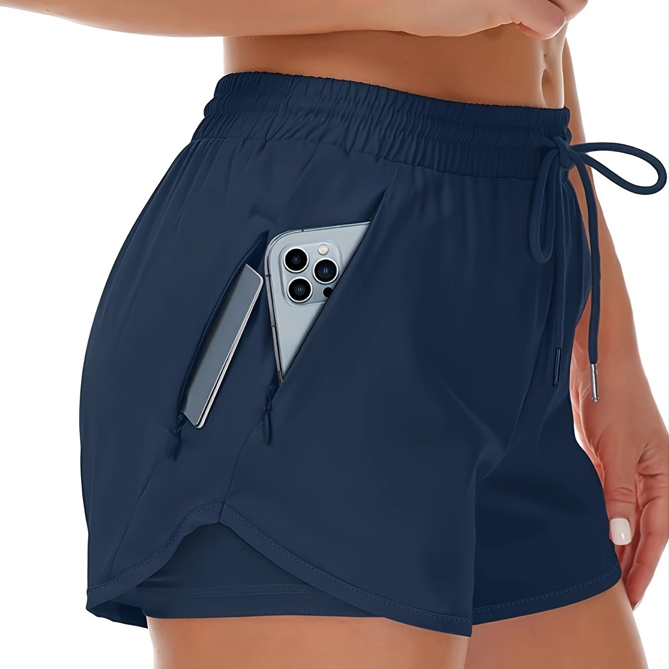Women'S Casual Sports Shorts - Beige, Stretchy Lycra Fabric, Drawstring Waist, Multiple Pockets for Running and Fitness, Casual Sportswear|Casual Fit|Stretchy Fabric