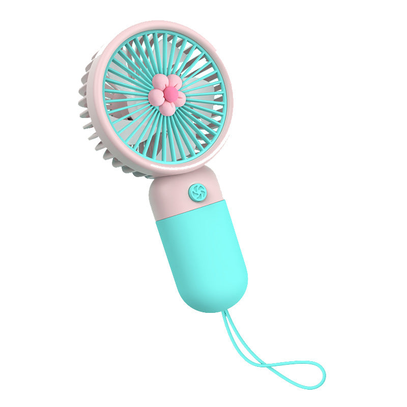 Portable Fan Summer Flower Color Block Mini Handheld Small Fan Portable USB Chargeable Fan