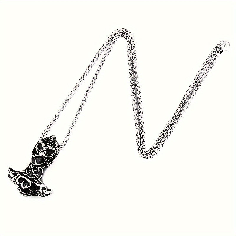 Domineering  Celtic Metal Odin Thor's Hammer Pendant Necklace Men's Punk Amulet Jewelry Party Gift