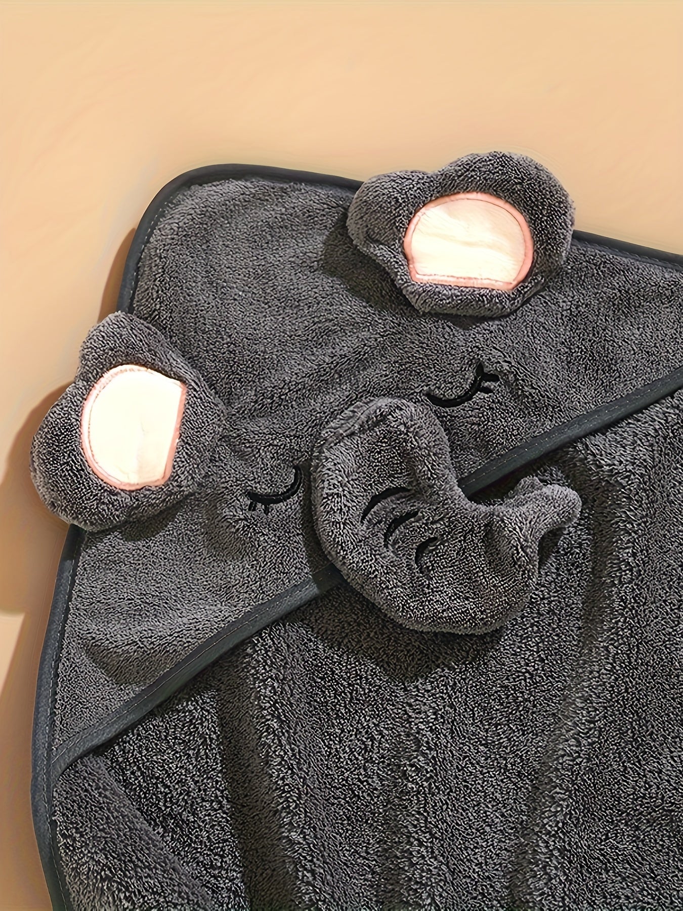 Baby Boy's 3D Animal Ear Bathrobe, Plain Cartoon Pattern, Soft Breathable Strong Absorbency, Baby Bath Towel, Can Be Used As A Quilt, Nap Blanket, Stroller Blanket.