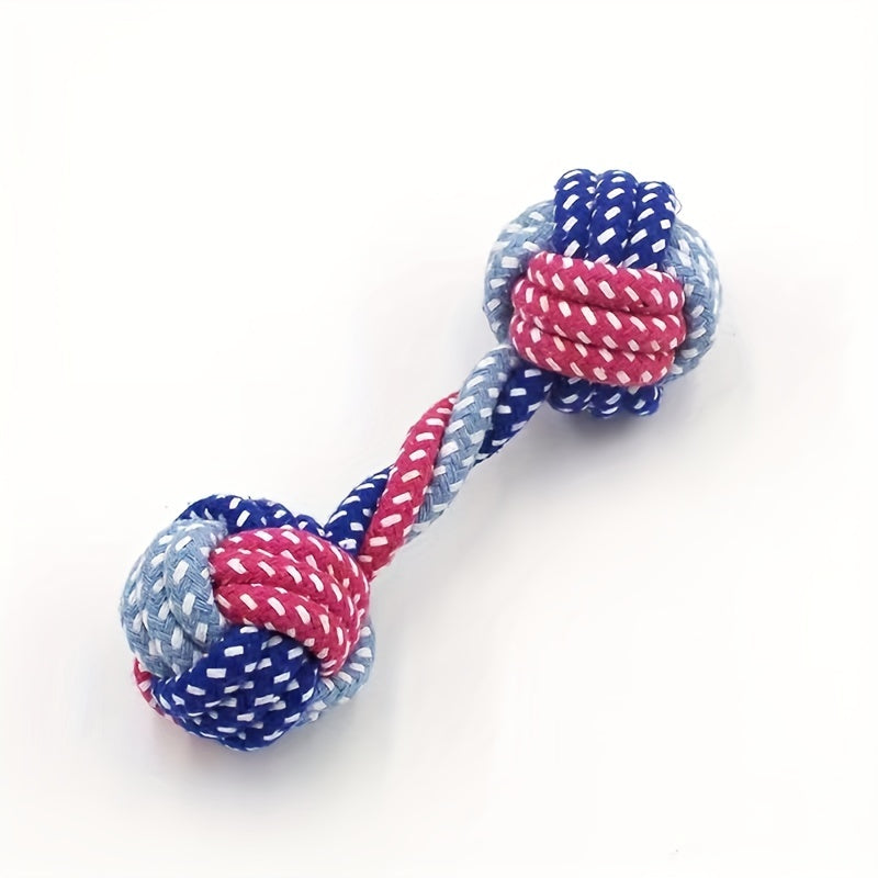 Durable Braided Barbell Pet Grinding Teeth Toy - Perfect for Small and Medium Dogs!