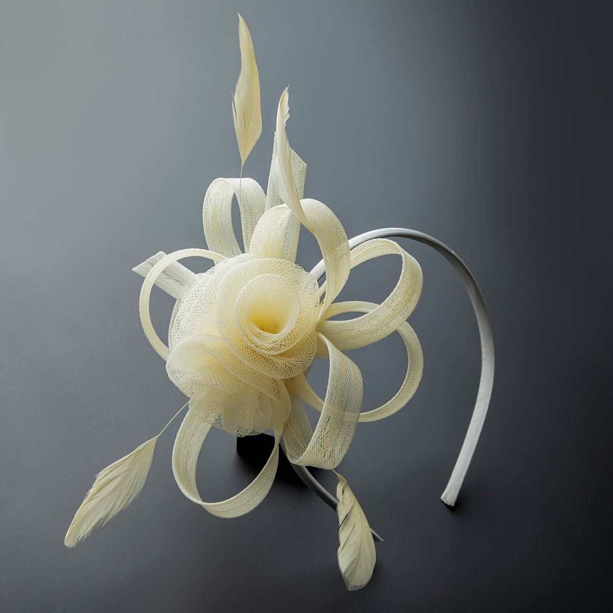 1pc Elegant Women'S Fascinator Headband - Polyester Mesh Flower Veil with Feather Detail for Cosplay, Bridal, Wedding, Tea Party, Church Hat Accessory, Derby Racing - Birthday Gift, Carnival/Mardi Gras/Masquerade
