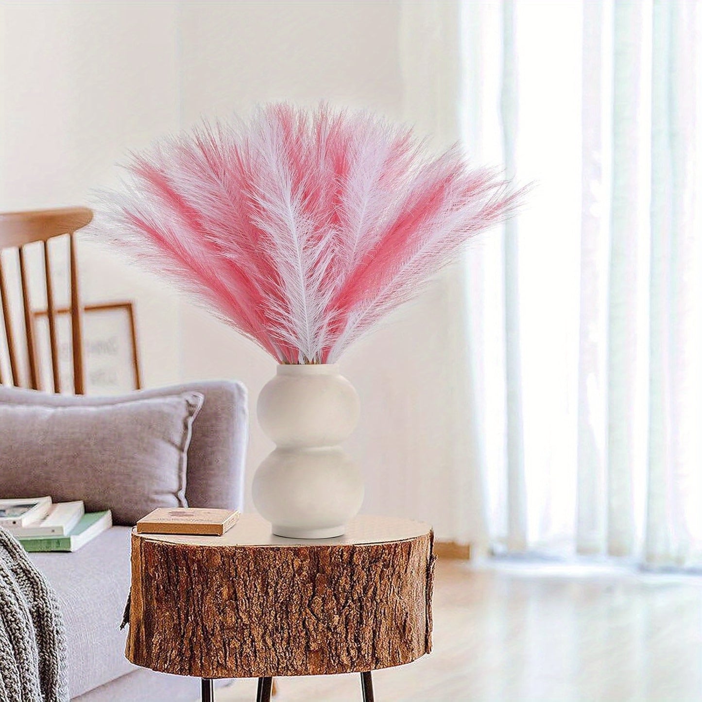 21pcs Artificial Pampas Grass - Faux Reed Feathers for Home & Wedding Decor, Perfect for Vase Display, Event Styling, Table Centerpiece, Natural Aesthetic, Minimalist Arrangement, Realistic Texture, Durable Stems, Feather Acc