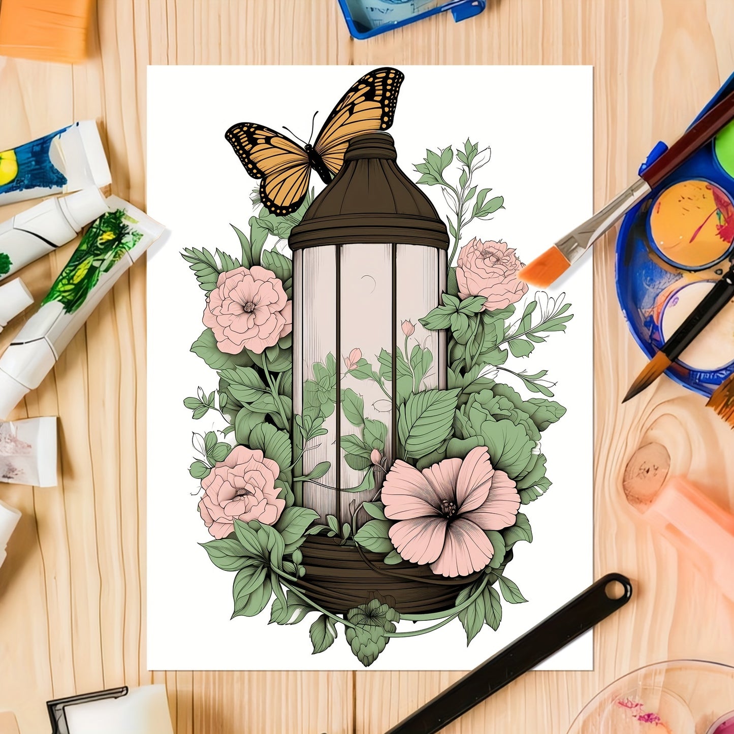 1pc 32 Pictures A4 Flower World Coloring Book, Wonderful Various Flowers Patterns To Help Reduce Stress And Calming, Excellent Gift For Birthday, Party, Halloween, Thanksgiving, Christmas, Mother's Day And Valentine's Day, Or