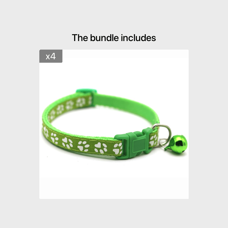 Rainbow Cute Bell Collar with Adjustable Buckle and Paw Print Design for Cats