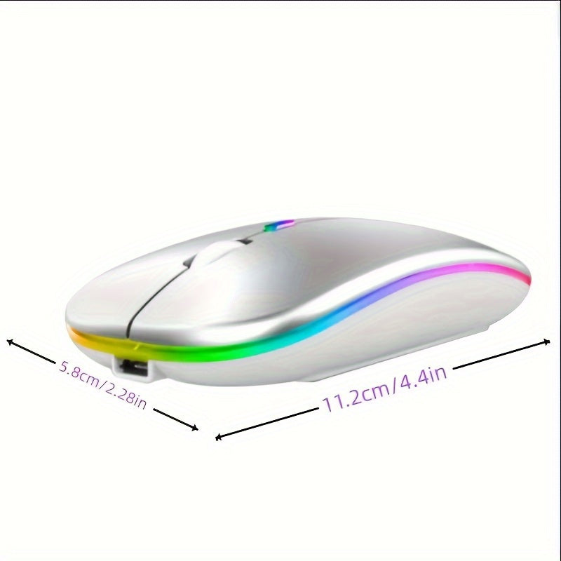 Rechargeable 2.4G Wireless Silent Office Mouse For PC Computer/laptop Windows/ios System With LED Color Light And BT5.2 Wireless Mouse.