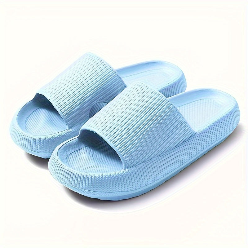 Women'S Solid Color EVA Slippers, Open Toe Slip-On Sandals with Strappy Back, Flat Heel Indoor Home Slippers, Ultra-Soft Comfort Footwear