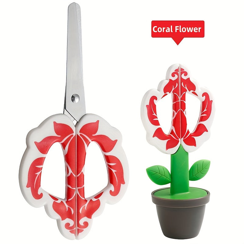 Cute Flower-Shaped ABS Resin Safety Scissors - Right-Handed, Perfect for Office & School Supplies, DIY Crafts, and Desk Decor by YOJII
