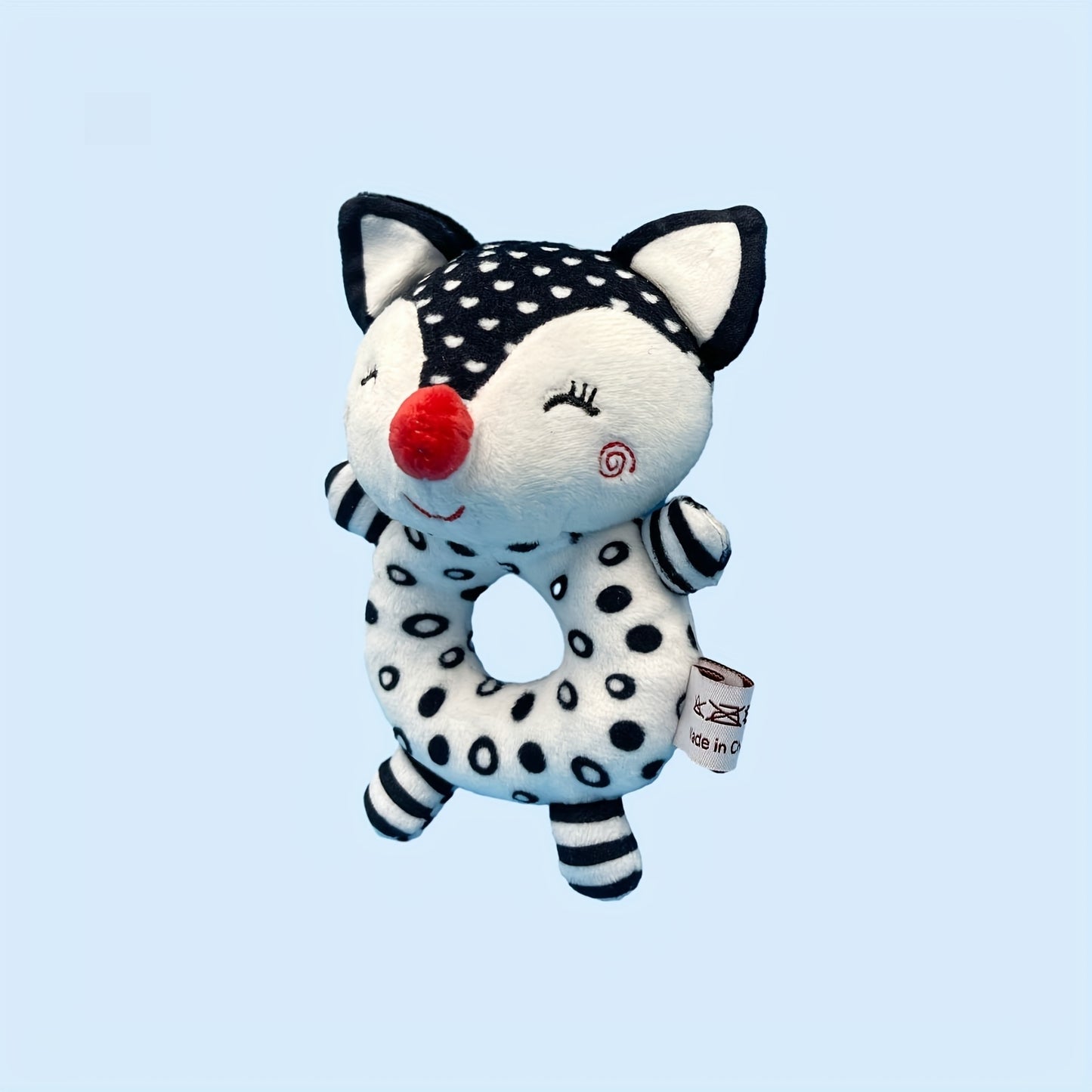 [Gift Ready, Baby Rattle] Black and White Baby Rattle Toy | Soft Texture, Polyester Fiber, Colorful Yarn Ball, Hand Grip Stick, Perfect Gift for Youngsters