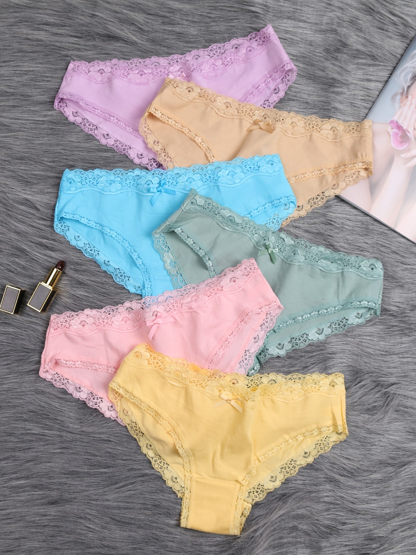 6 pcs Breathable Lace Low Waist Women's Briefs - Fresh and Comfortable Bikini Panties