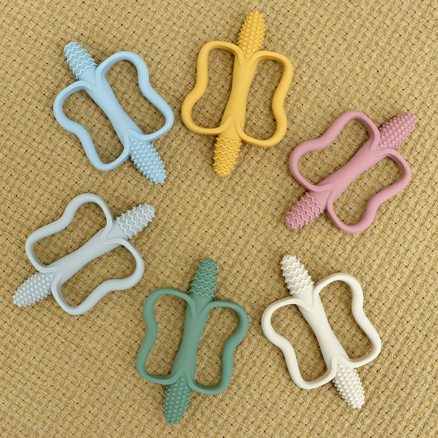 [Silicone Teether] Silicone Baby Toy Teether with Handle | Integrated Corn-Shaped Teether, Available in 6 Colors