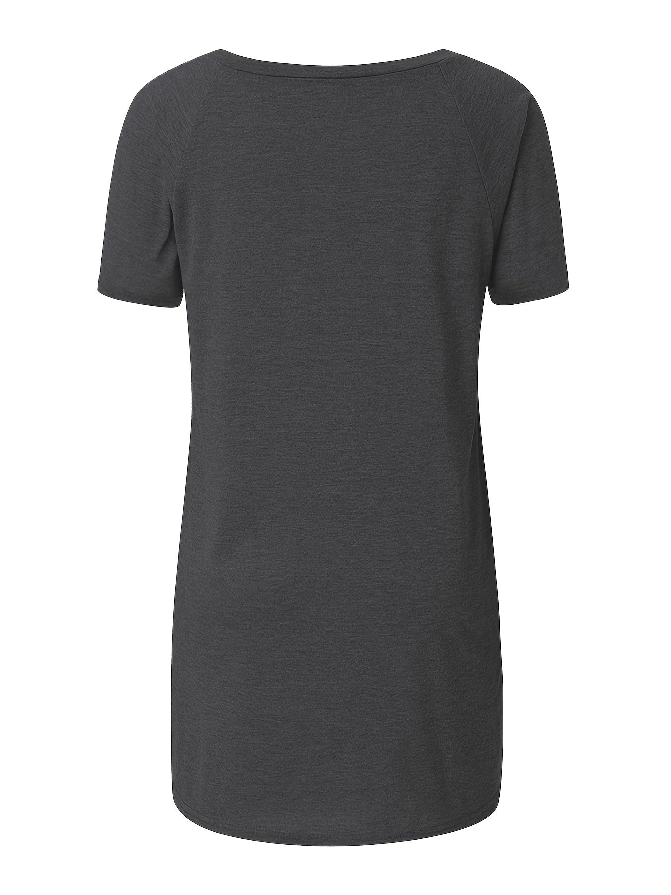 Solid Longline T-Shirt, Crew Neck Short Sleeve T-Shirt, Casual Every Day Tops, Women's Clothing