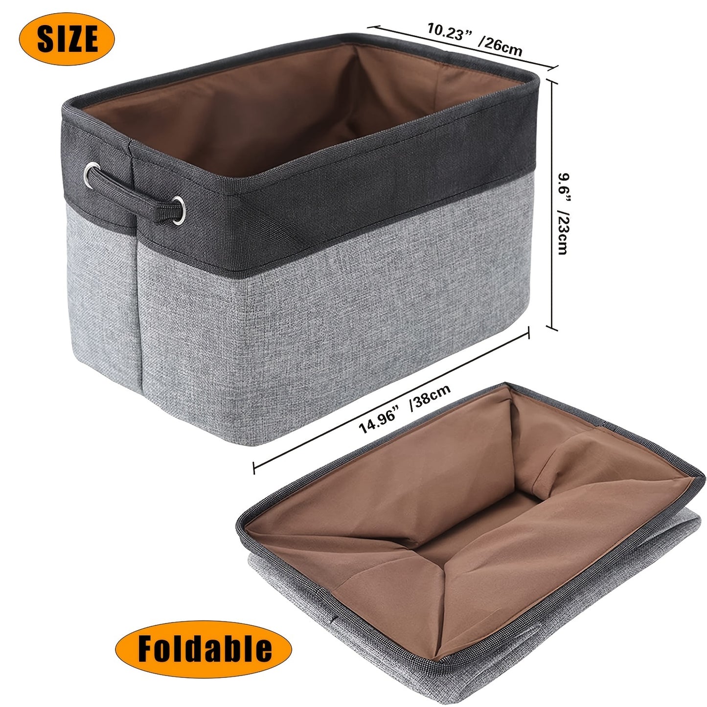 3pcs Modern Fabric Storage Bins - Foldable Canvas Organizer Baskets with Handles, Sturdy for Home, Office, Nursery, and Closet Organization, Minimalist Two-Tone Design, Closet Organizers And Storage