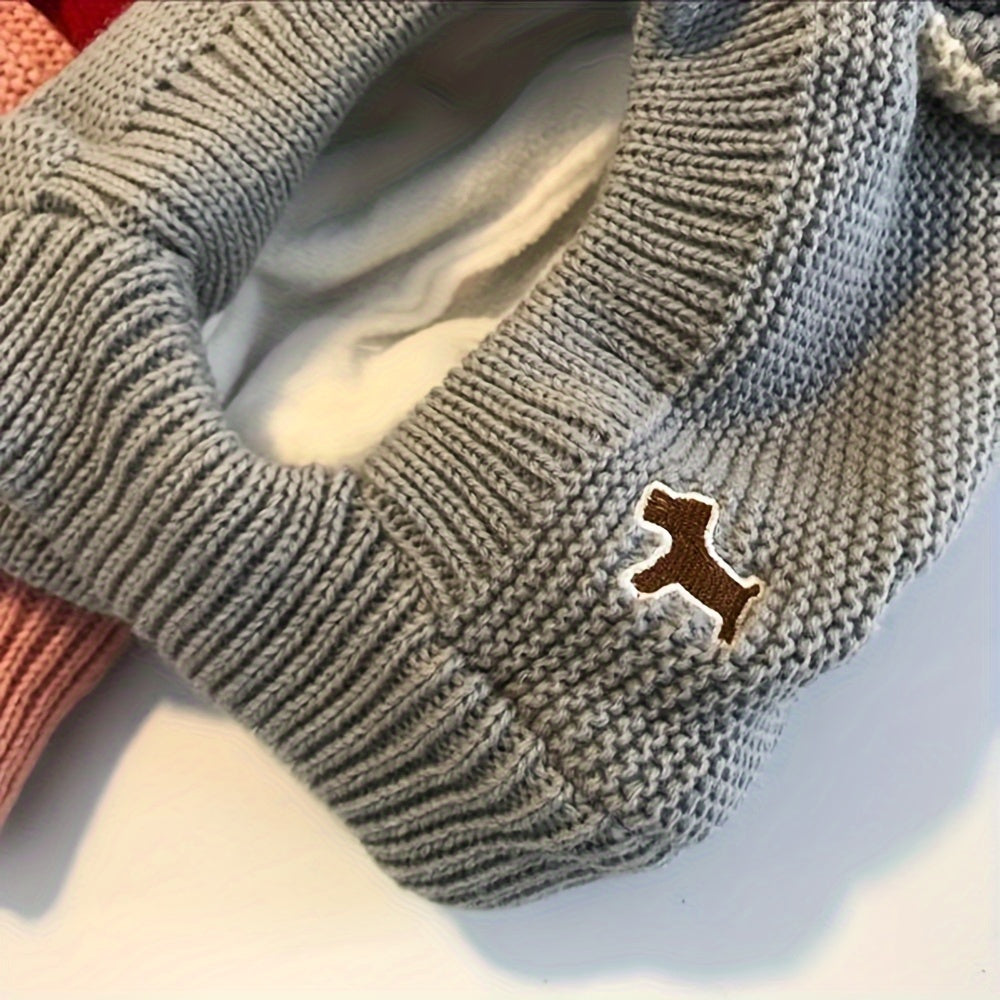 1pc Children's Knit Hat, Warmer Pullover Cap With Cute Ear Fleece Lined For Baby Boys & Girls In Autumn Winter