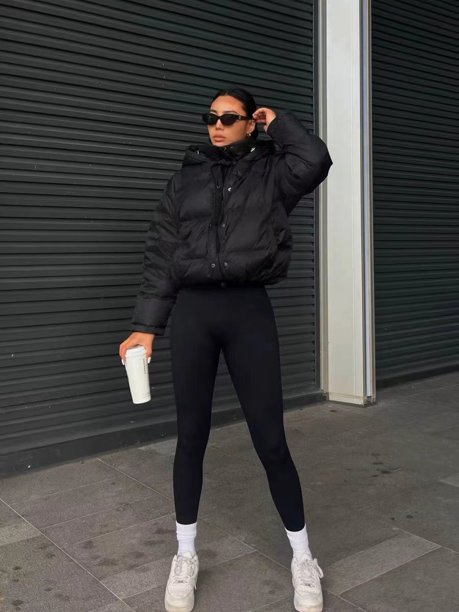 New Women's Jacket Hooded Warm Coat with Drawstring Design, Short Casual Fashion Padded Coat