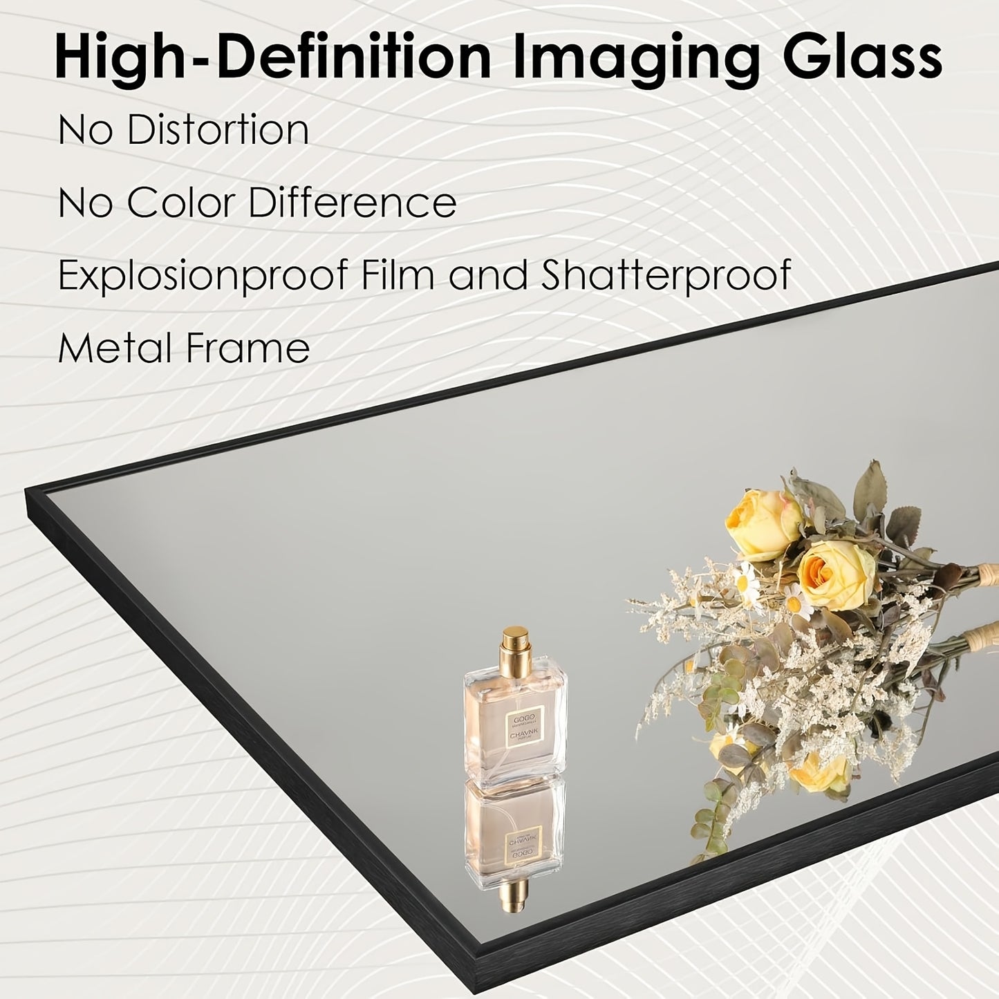 Clevich Full Body Mirror, 162 x 53 cm, Polished Metal Frame, Character Theme, Glass Surface, Unscented, with Aluminum Stand & Hooks, for Dressing, Bathroom, Hallway - Floor Mount, No Electricity Required