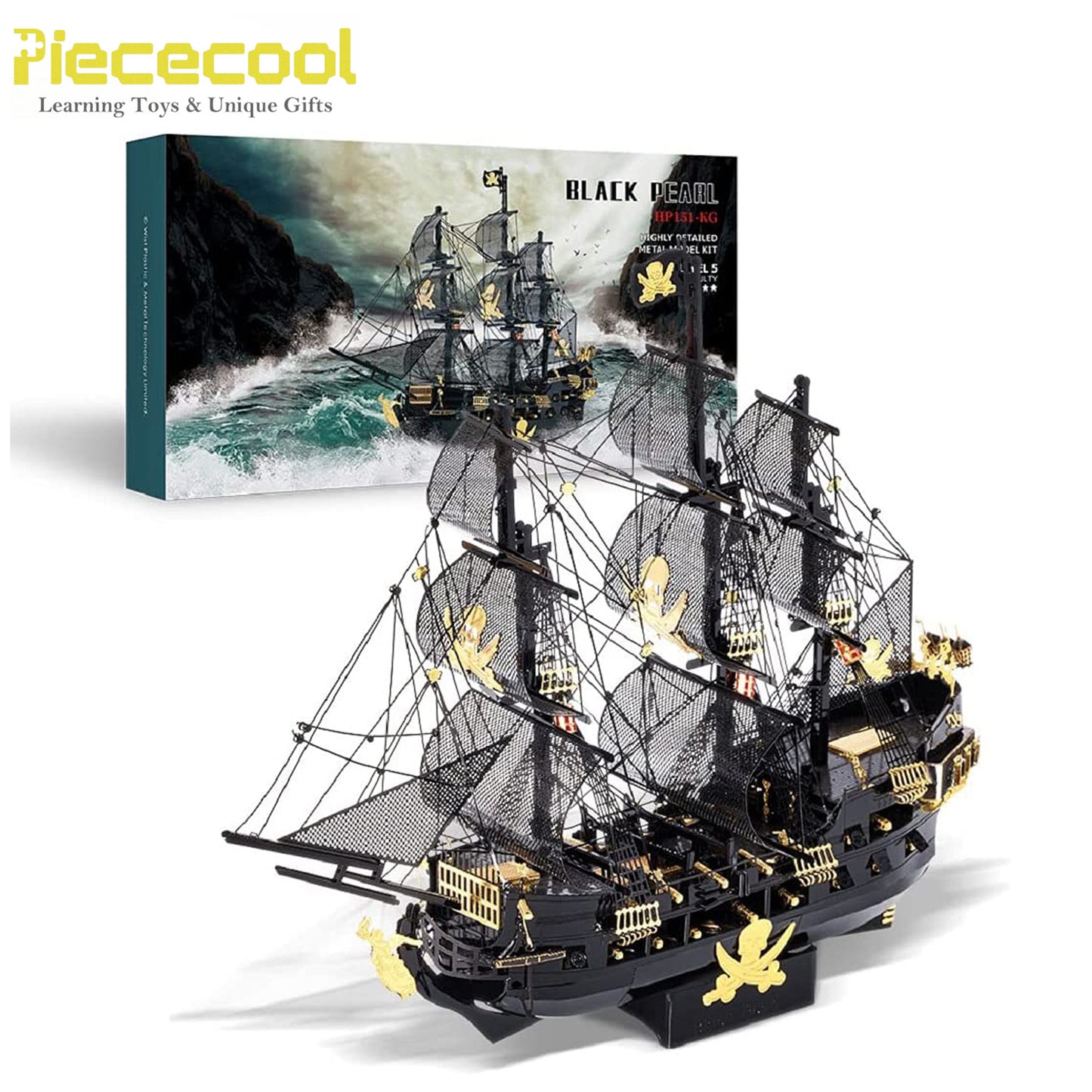 Piececool Metal 3D Puzzles for Adults, Flying Dutchman Pirate Ship Model Kits, 3D Watercraft Model Building Kit, DIY Craft Kits Difficult 3D Puzzles for Family Time, Great Birthday Gifts