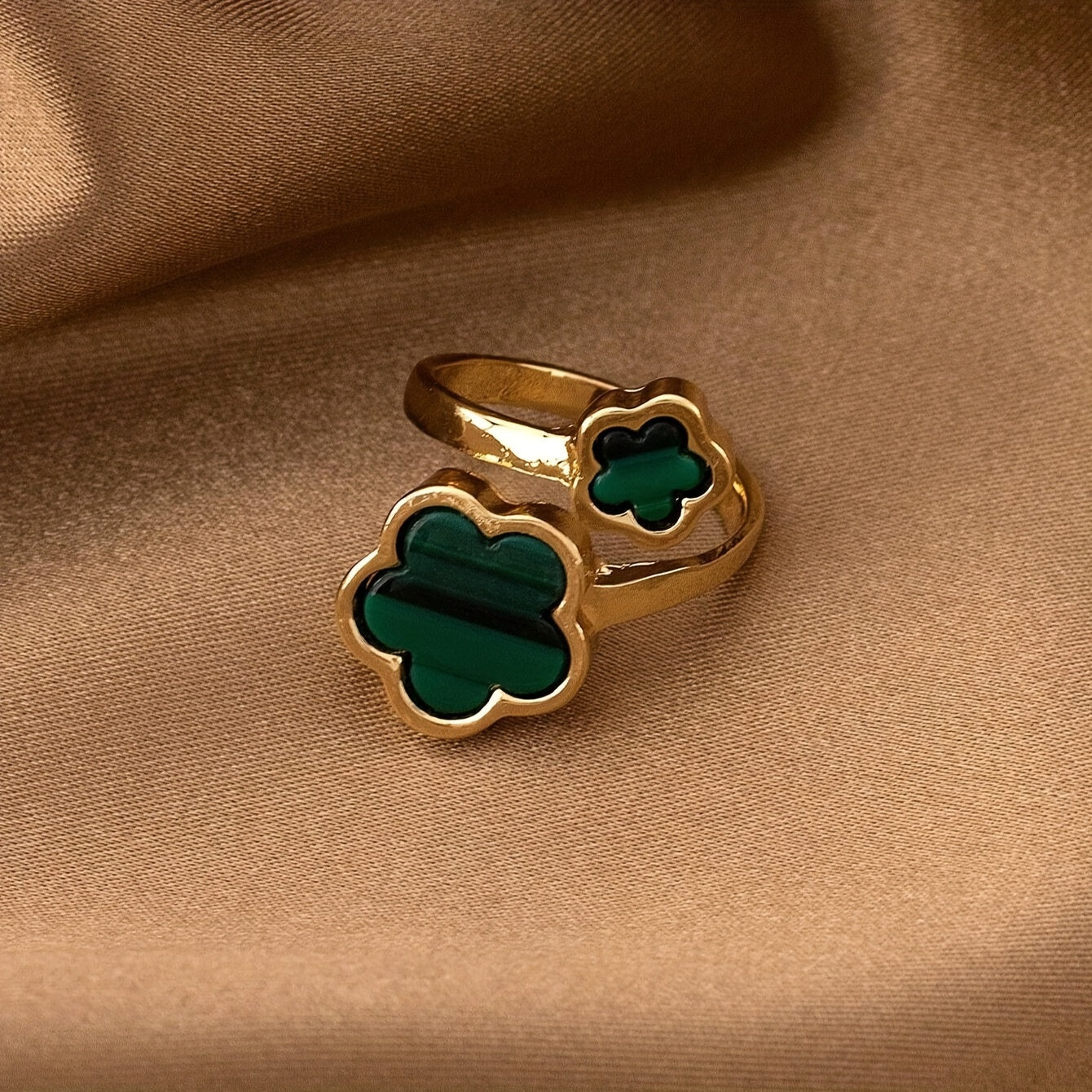 Elegant Clover Flower Open Adjustable Ring Classic Daily Wear Finger Ring Holiday Gift
