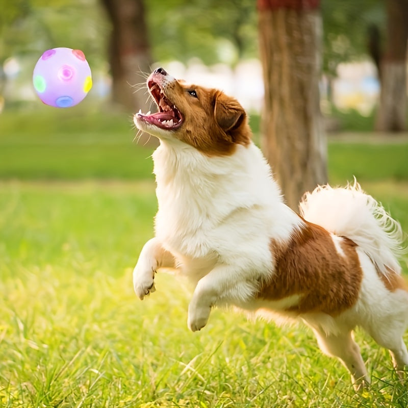 1pc Light Up Bouncy Ball Toy For Dogs, Glow Jumping Glow-in-the-Dark Bouncing Vibrating Bouncy Balls For Chasing And Playing Chewable Flashing Interactive Toys, Dogs' Favourite