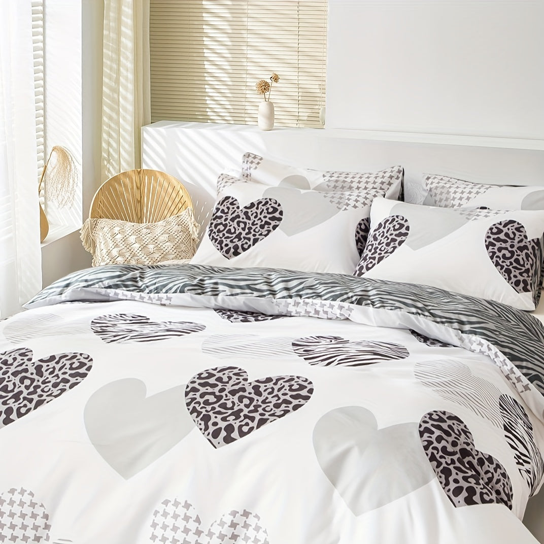 3pcs Multicolor Printed Duvet Cover Set | Polyester, Zipper Closure, Machine Washable, All-season Use