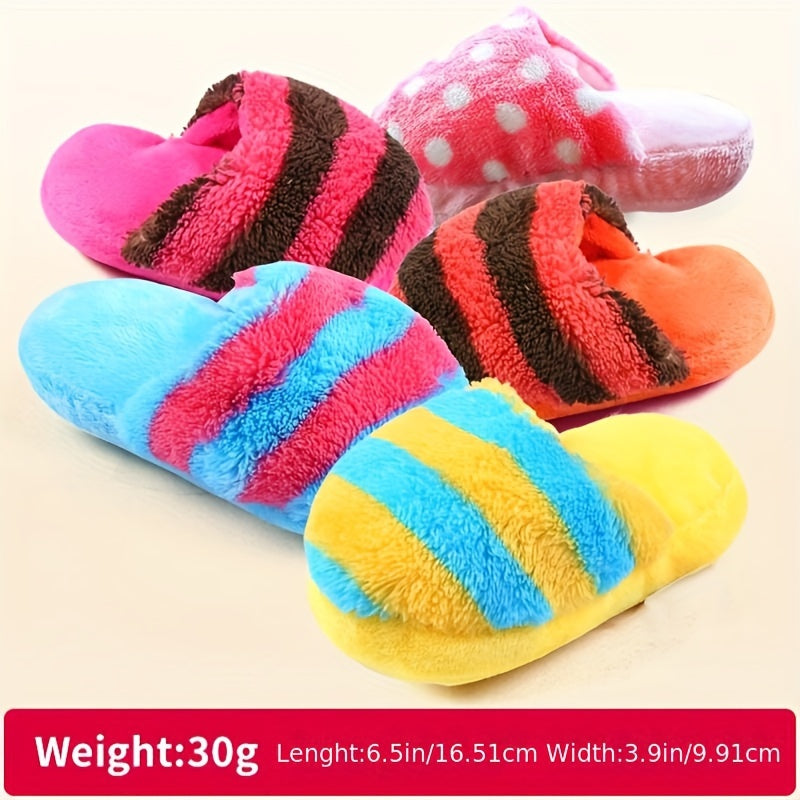 [Christmas] Stripes Plush Christmas Dog Toy, Happy Teddy Bear, for Small Dog, Teddy Bear, Pomeranian, All Breed Sizes, Without Battery