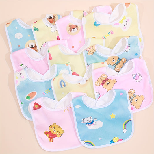 5pcs/8pcs Adorable Baby Cotton Bib Set - Waterproof & Absorbent for Feeding - Soft, Adjustable & Multipurpose - Colorful Pink, Blue & Yellow Patterns - Perfect Newborn Easter Gift