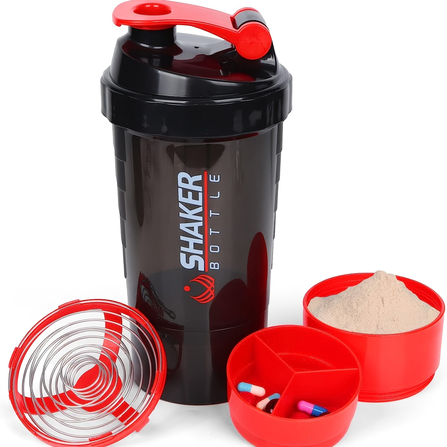 1pc Leak-Proof Protein Shaker Bottle - 16oz Portable Sports Water Bottle for Fitness and Weight Loss