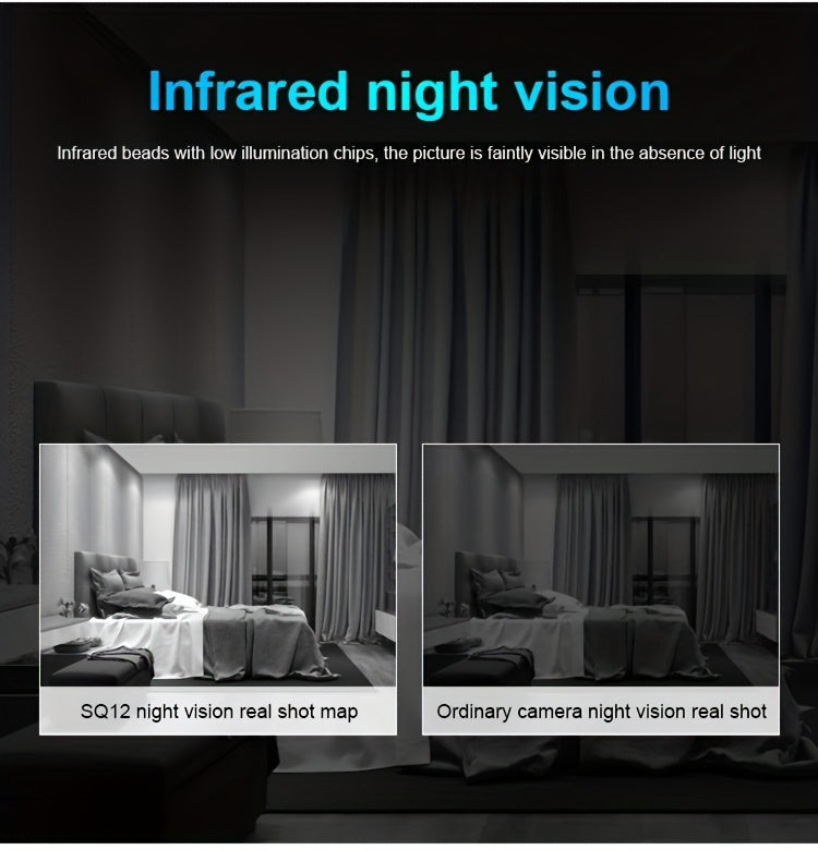Portable Mini Camera with HD Video and Audio, Touch Control, Motion Detection, Self-Adhesive Mount, USB Powered, Rechargeable Lithium Battery, Non-Waterproof, for Home Security, Surveillance, and Baby Monitoring