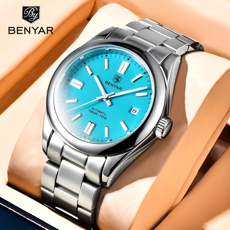 1pc Waterproof Stainless Steel BENYAR Men's Mechanical Sports Diving Wristwatches for Men