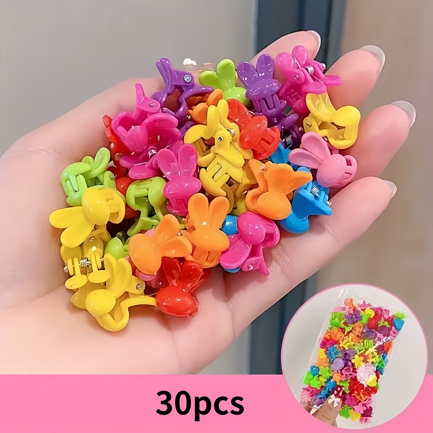 [Cute Hair Clips] 30 Colorful Small Flower Hair Clips, Cute Hair Accessories | Children's Butterfly and Star Hair Clips