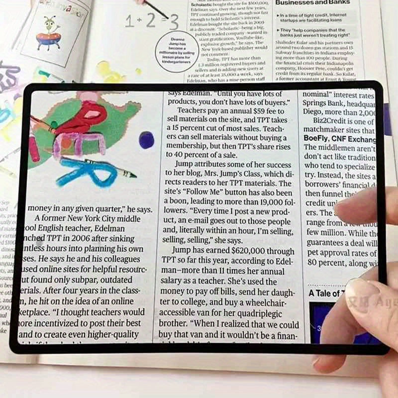 1pc Book Page Magnification 180X120mm, Ultra Thin Convenient PVC Magnifier
