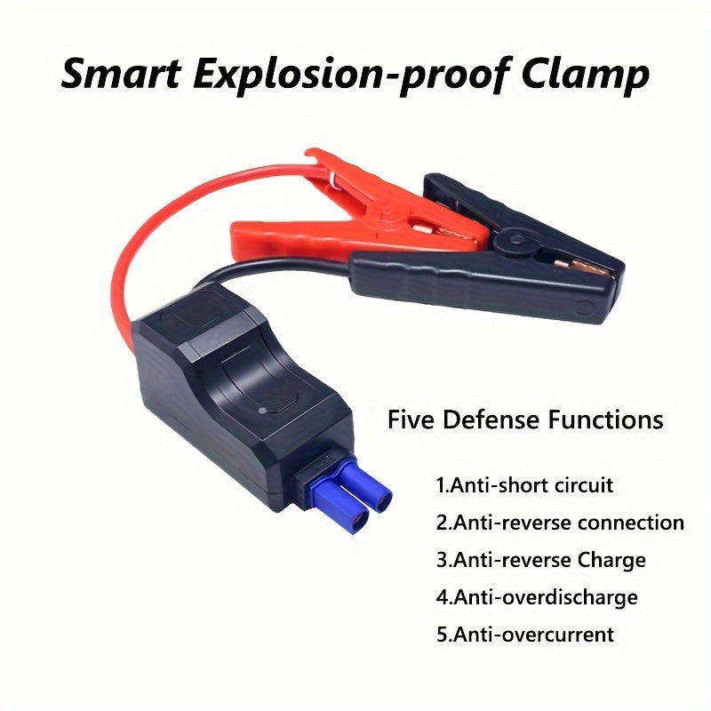 1pc Compact 26.64Wh Emergency Car Jump Starter Power Bank - Safe, Dual-Color, 12V Booster for Petrol & Diesel Vehicles, Portable, Rechargeable, Multi-Functional, LED Flashlight, USB Charging, and Travel-Friendly