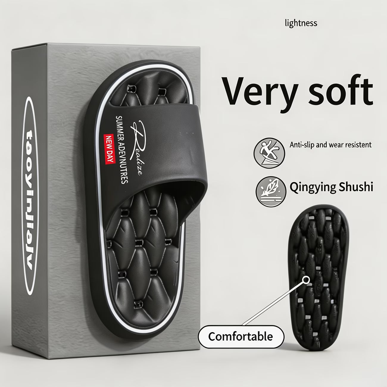 Non-slip, Casual Slippers with Ribbed Texture