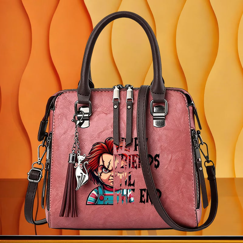 Chucky Print Women's Shoulder Bag, ''Friends Till The End''